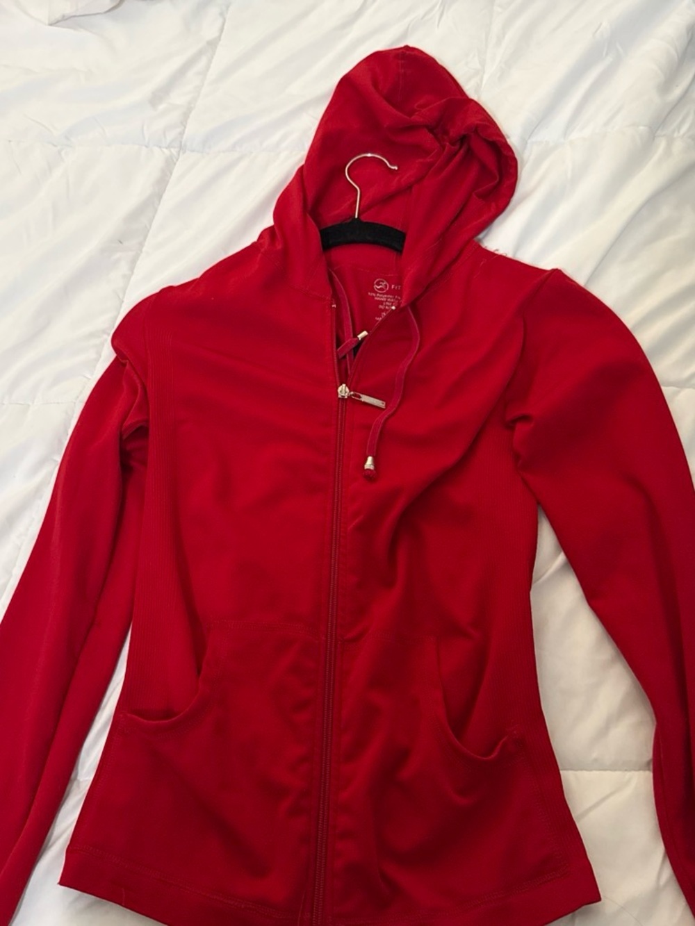 Red Zip-Up Hooded Women's Top